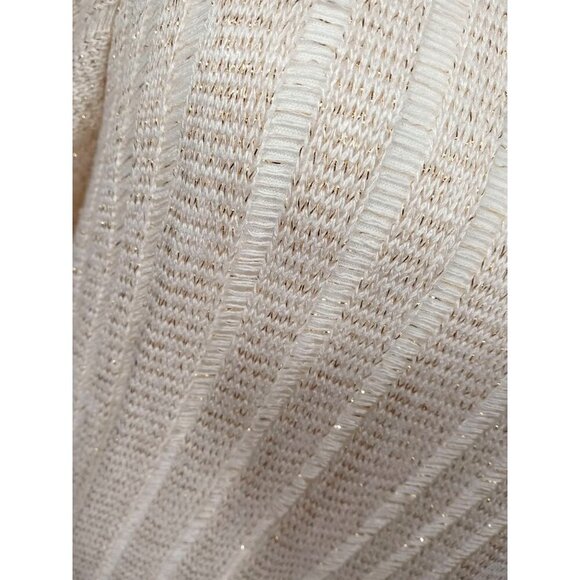 Lily Womens White/Gold Thread Knit Long Flare Sleeve Dress Size Small - Picture 10 of 15